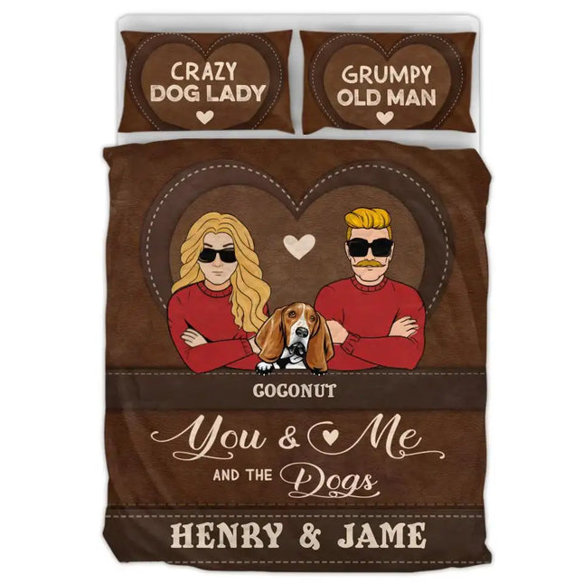 Personalized You & Me And The Dogs Quilt Bed Sets - Up to 5 Dogs - Valentine's Day Gift Idea For Couple/Dog Lover