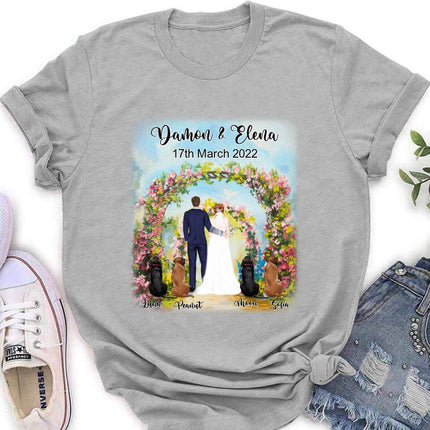 Personalized Wedding T-shirt - Wedding Gift For Couple - Up to 4 Dogs