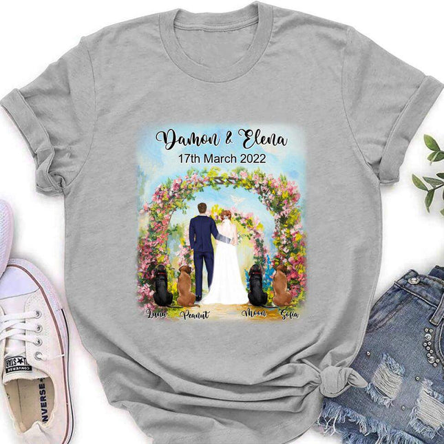 Personalized Wedding T-shirt - Wedding Gift For Couple - Up to 4 Dogs