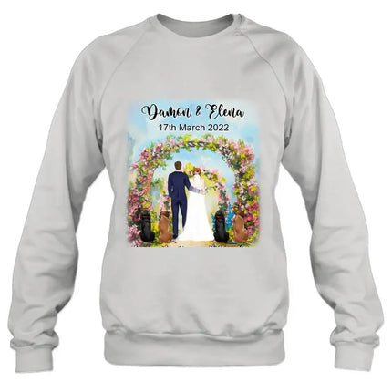 Personalized Wedding T-shirt - Wedding Gift For Couple - Up to 4 Dogs