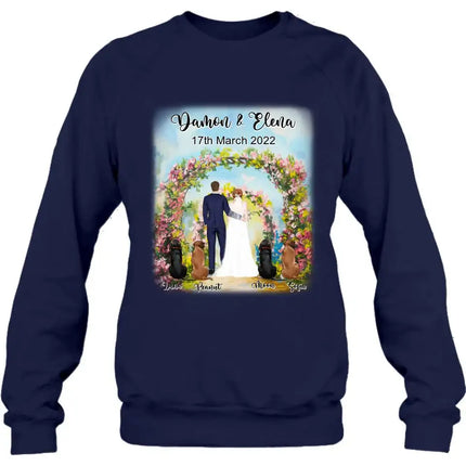 Personalized Wedding T-shirt - Wedding Gift For Couple - Up to 4 Dogs