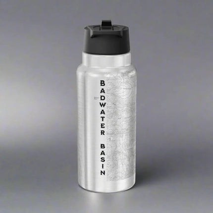 Death Valley National Park Badwater Basin Topographic Insulated Water Bottle Tumbler 32oz