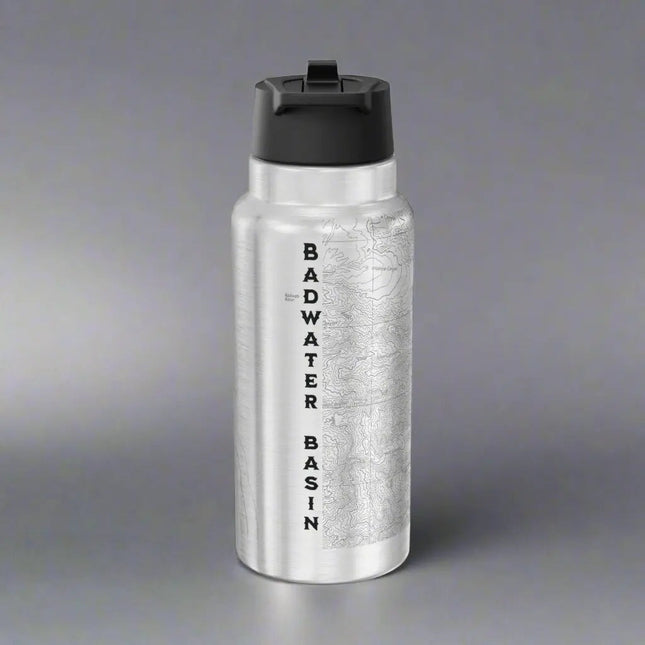 Death Valley National Park Badwater Basin Topographic Insulated Water Bottle Tumbler 32oz