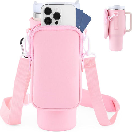 Slok Water Bottle Carrier, Fits 40oz Tumbler with Handle, Adjustable Strap - Blue Purple