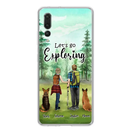 Personalized Trekking Woods Couple With Dogs Phone Case - Couple With Up to 2 Pets - Case For Xiaomi, Huawei and Oppo - 6CIAJ9