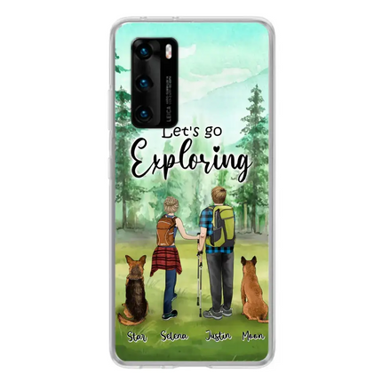 Personalized Trekking Woods Couple With Dogs Phone Case - Couple With Up to 2 Pets - Case For Xiaomi, Huawei and Oppo - 6CIAJ9