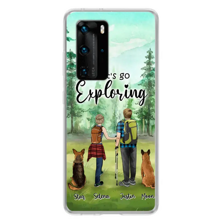Personalized Trekking Woods Couple With Dogs Phone Case - Couple With Up to 2 Pets - Case For Xiaomi, Huawei and Oppo - 6CIAJ9