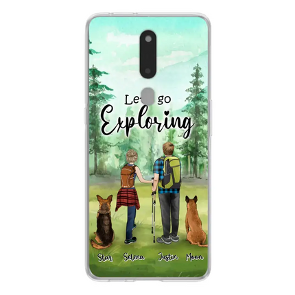 Personalized Trekking Woods Couple With Dogs Phone Case - Couple With Up to 2 Pets - Case For Xiaomi, Huawei and Oppo - 6CIAJ9