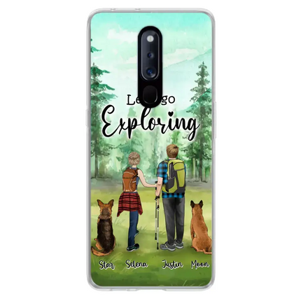 Personalized Trekking Woods Couple With Dogs Phone Case - Couple With Up to 2 Pets - Case For Xiaomi, Huawei and Oppo - 6CIAJ9