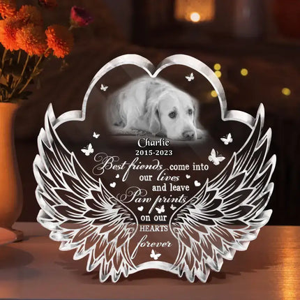 Personalized Paw Wings Dog Memorial Gift Idea For Christmas/Pet Lover - Upload Photo - Best Friends Come Into Our Lives And Leave Paw Prints On Our Hearts