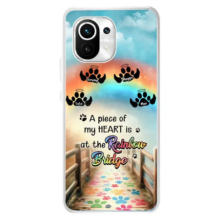 Personalized Rainbow Bridge Memorial Phone Case - Memorial Gift Idea For Dog Lover - Up to 4 Dogs - A Piece Of My Heart Is At The Rainbow Bridge - Case For Oppo/Xiaomi/Huawei