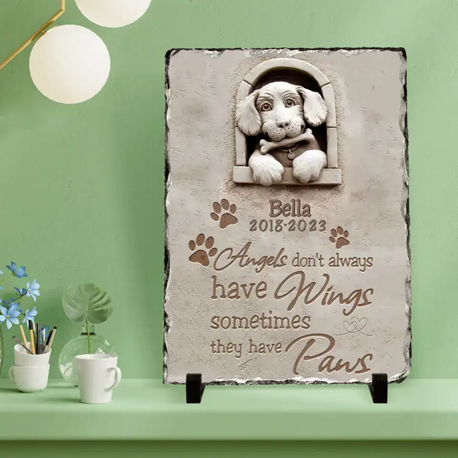 Personalized Vertical Lithograph - Memorial Best Gift Idea Dog Lovers - Angels Don't Always Have Wings Sometimes They Have Paws
