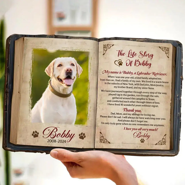 Personalized The Life Story Of Dog 2 Layered Wooden Art - Custom Dog's Story And Photo - Memorial Gift Idea For Dog Lover