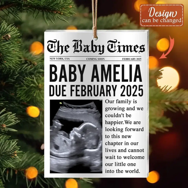 Personalized The Baby Times Acrylic Ornament - Upload Photo - Gift For New Baby - Welcome Our Little One Into The World