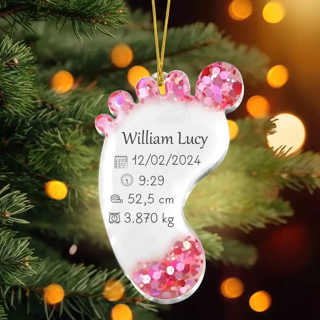 Personalized Baby Foot Acrylic Ornament - Christmas Gift Idea For Baby