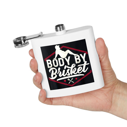 "Body by Brisket" Stainless Steel Flask – 6 oz