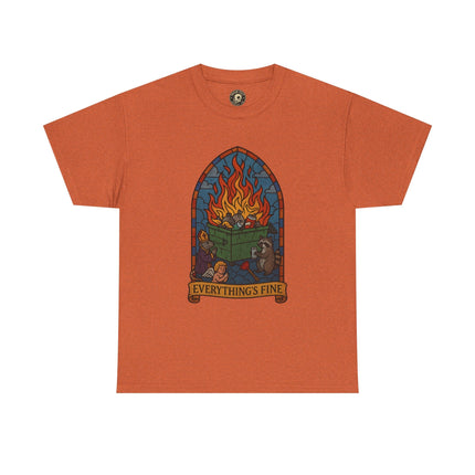 "Everything's Fine" Unisex Heavy Cotton Tee - Casual Wear, Gift for Friends, Home Decor, Everyday Style, Relaxed Fit
