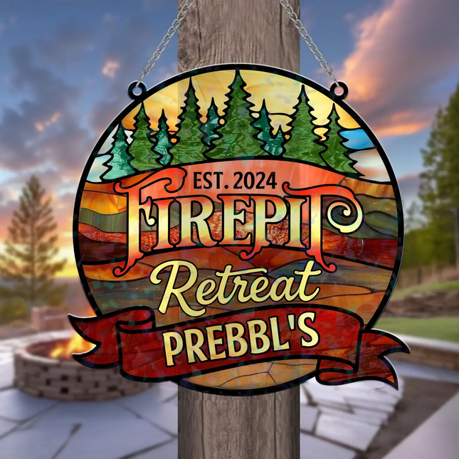 Personalized Patio Acrylic Suncatcher - Summer Gift Idea - Firepit Retreat