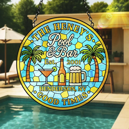 Personalized Poolside Acrylic Suncatcher - Summer Gift Idea - Pool & Bar