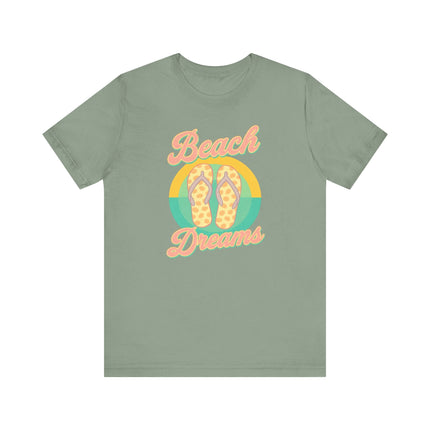 Beach Dreams Unisex Jersey Tee, Flip Flop Summer Shirt, Vacation Outfit, Beach Lover Gift, Casual Summer Wear