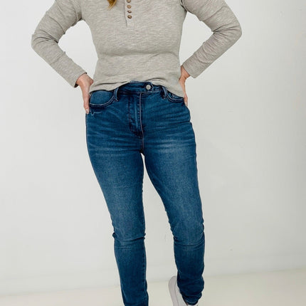 "Cora" Judy Blue High Waist Control Top Cool Denim Skinny Jeans