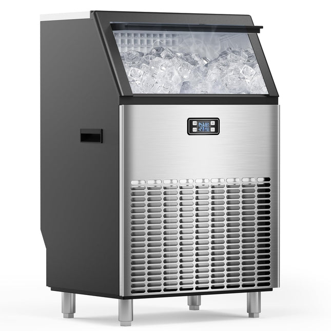 COWSAR Commercial Ice Maker Machine 200Lbs/24H, Stainless Steel Undercounter Ice Maker, Self-Cleaning Freestanding Ice Machine for Home, Bar, Restaurant, Office, Outdoor