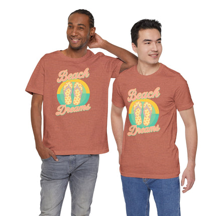 Beach Dreams Unisex Jersey Tee, Flip Flop Summer Shirt, Vacation Outfit, Beach Lover Gift, Casual Summer Wear