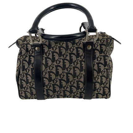 Christian Dior Black Canvas x Leather Trotter Mini Boston Bag #7700