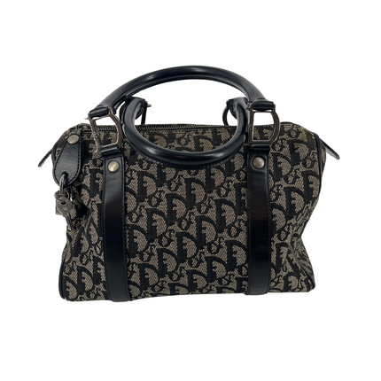 Christian Dior Black Canvas x Leather Trotter Mini Boston Bag #7700