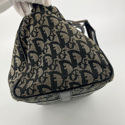 Christian Dior Black Canvas x Leather Trotter Mini Boston Bag #7700