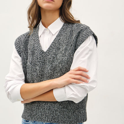 Be Cool Cable Knit V-Neck Sweater Vest