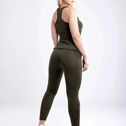 High-Waisted Pilates Leggings with Side Pockets & Mesh Panels