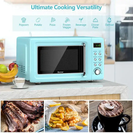 700W Retro Countertop Microwave with 5 Power Levels & Auto Cook