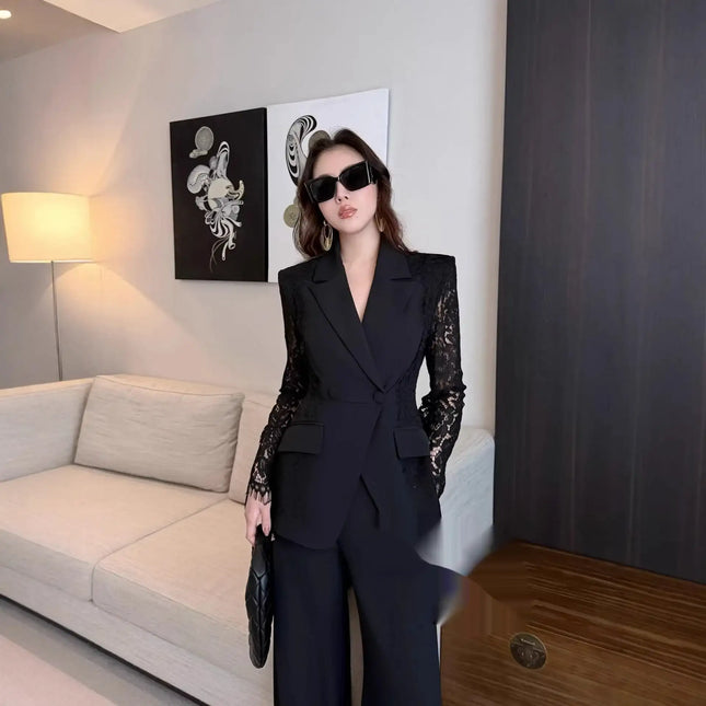 Spring Solid Color Lace Patchwork Suit Set (see size chart under more details)