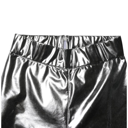Dolce & Gabbana Metallic Silver Polyester Slim Fit Leggings Pants
