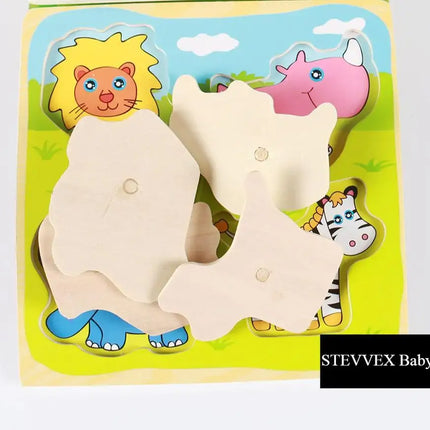 New Hand Grab Board Wooden Puzzle Toys for Children Cartoon Animal Fruit  Kids Baby Early Educational Learning Toy