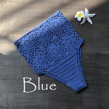 Beach Handmade Woven Hollowed Swimsuit Shorts Cotton Bikini High-Waisted Trousers Women