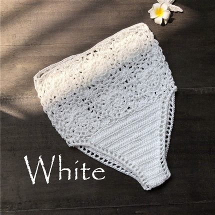 Beach Handmade Woven Hollowed Swimsuit Shorts Cotton Bikini High-Waisted Trousers Women