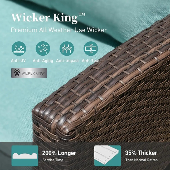 Brown Wicker Patio Furniture Set With Fire Pit Table