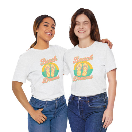 Beach Dreams Unisex Jersey Tee, Flip Flop Summer Shirt, Vacation Outfit, Beach Lover Gift, Casual Summer Wear