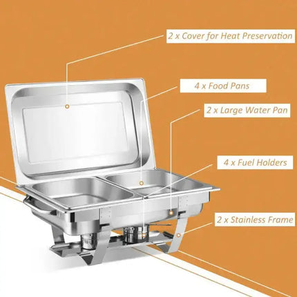 2 Packs Stainless Steel Chafing Dish