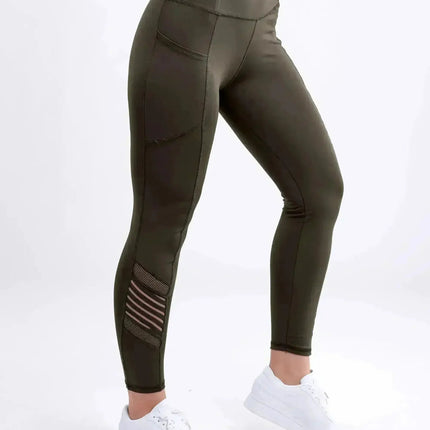 High-Waisted Pilates Leggings with Side Pockets & Mesh Panels