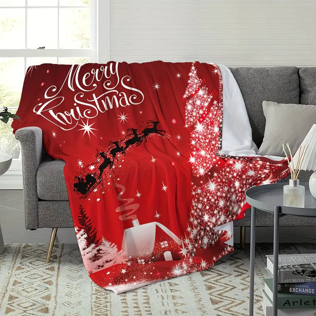 1 PC Cozy Christmas Print Flannel Fleece Throw Blanket for Boys and Girls - Fuzzy, Plush, Lightweight, and Soft for Bedroom, Couch, or Sofa