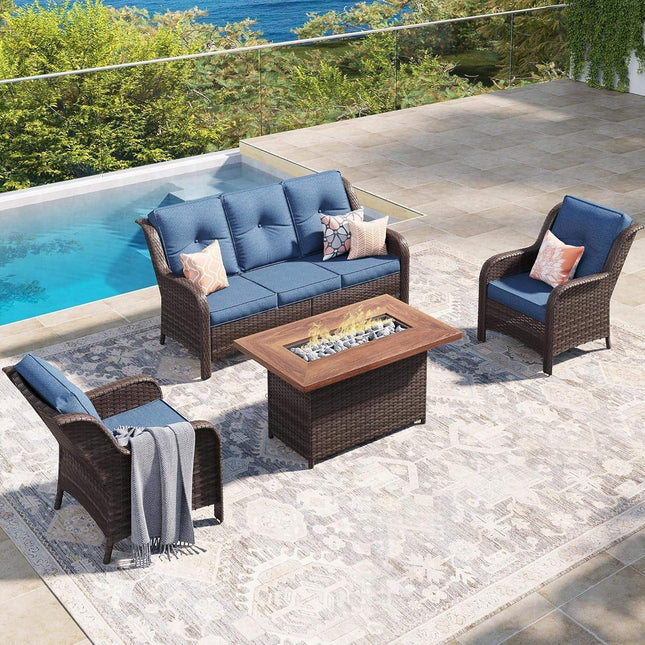 Outdoor Patio Furniture Set with Fire Pit Table