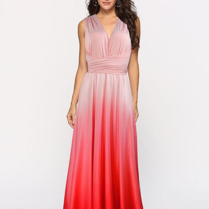 Wear More Wear Criss Cross Backless Sexy Lace-up Gradient Color Maxi Dress