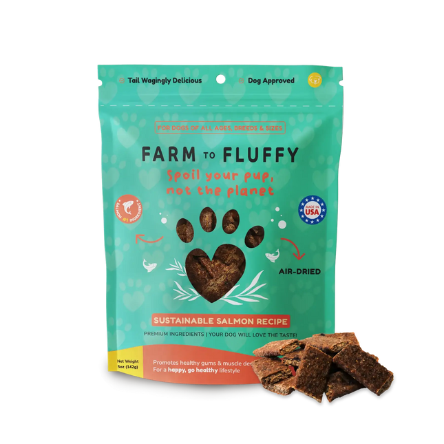 Farm To Fluffy Salmon Recipe Dog Treats, Antibiotic Free, Sustainable Bag - 5 oz