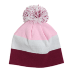 Pink Striped Beanie with Pom