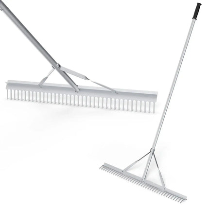 Aluminum Rake with 36 Inch Wide Rake Head and 68 Inch Long Handle