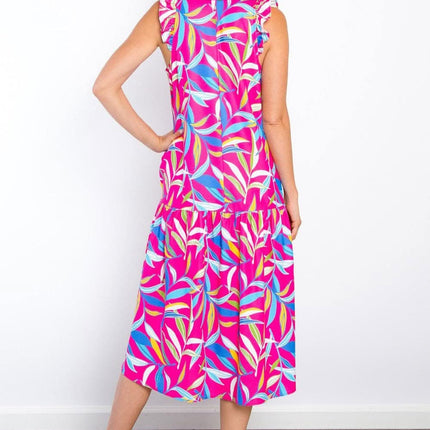 Be Stage Print Ruffled Midi Dress with Pockets Delight