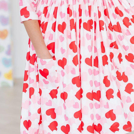 Be Mine 3/4 Sleeve Pocket Twirl Dress